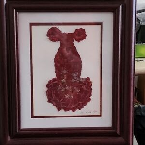 Cute Original Framed Artwork: Red Ball Gown Made Of Petals (11"×13.5")
